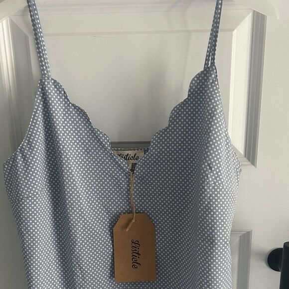 Blue Polka Dot Scallop Trim Cami Top - Picture 2 of 7